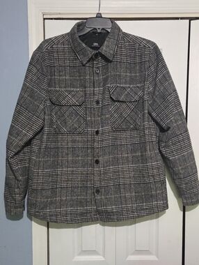 Clockhouse C & A Gray Plaid Shirt Jacket Wool Blend